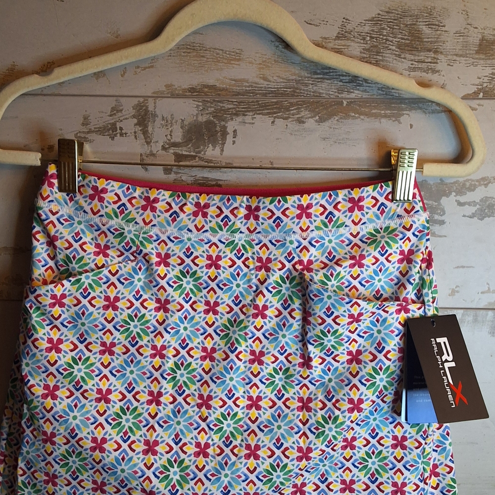 NWT Ralph Lauren Vibrant Multicolor Floral Skort Size Large Moisture Wik Stretch
